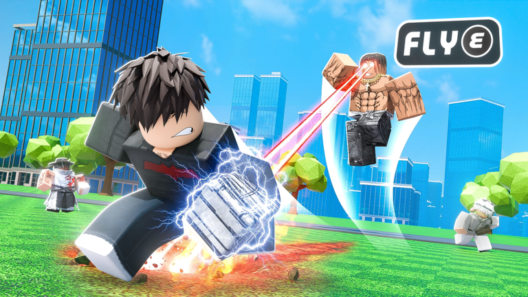 Official Super Power Tycoon screenshot showing the Fly power in use